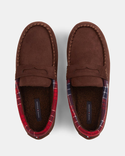 Tommy Hilfiger Check Driver Mens Hilfiger House Shoes - Burgundy/Burgundy Solid