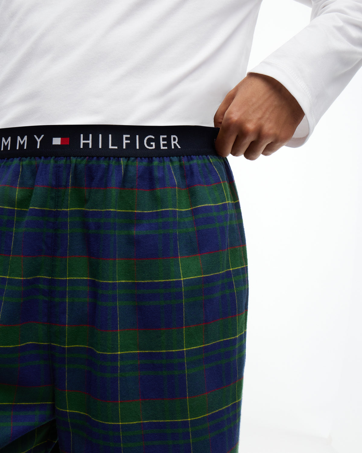 Tommy Hilfiger Flannel Waistband Mens Pyjama Pants - Buffalo Check Evergreen