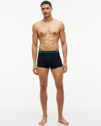 Tommy Hilfiger 3-Pack Logo Waistband Mens Trunks - White/Orna Green/Utility Olive