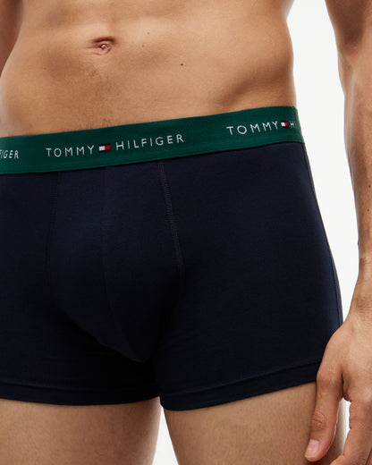 Tommy Hilfiger 3-Pack Logo Waistband Mens Trunks - White/Orna Green/Utility Olive