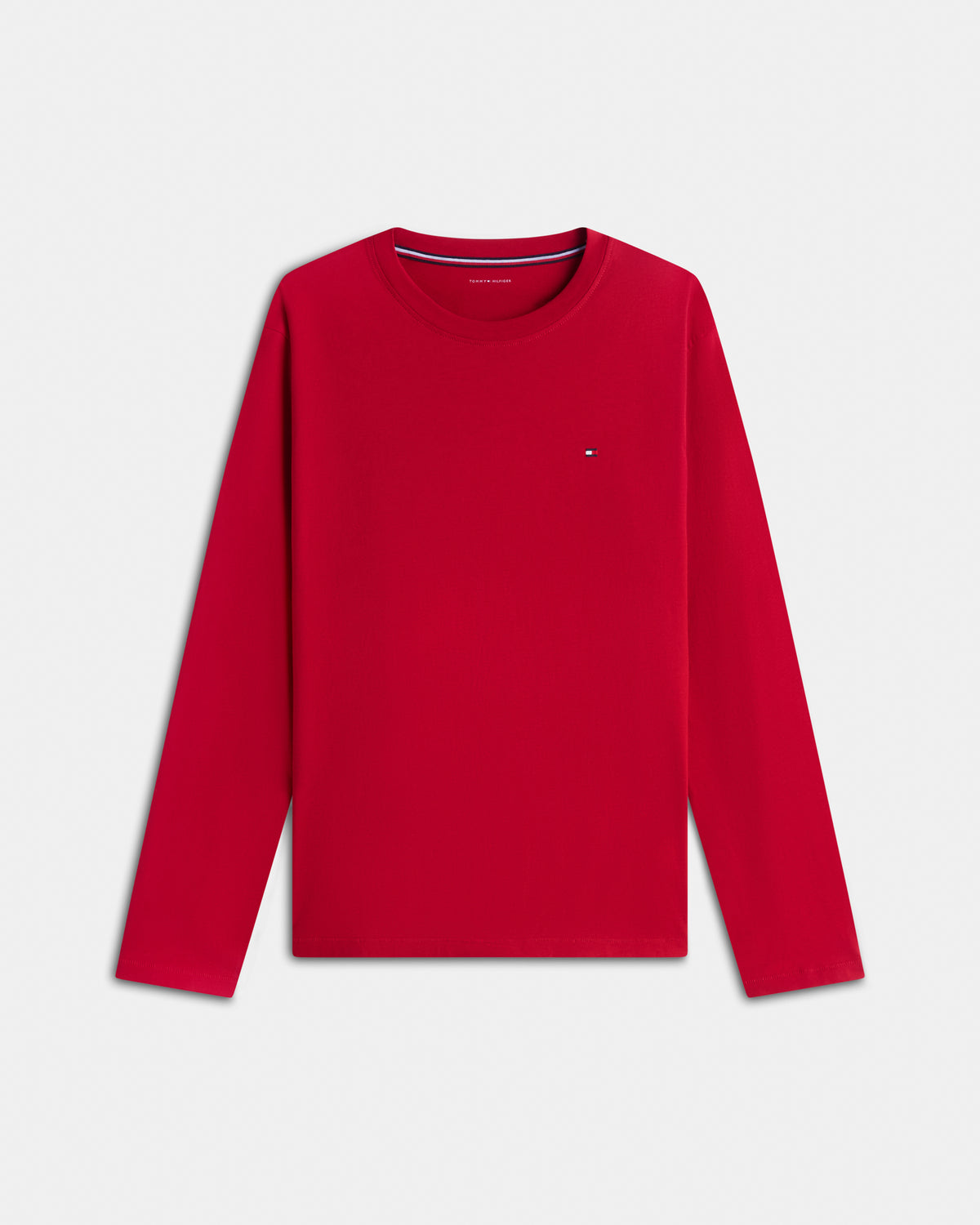 Tommy Hilfiger Long Solid Jersey Mens Pyjama Set - Medium Red/Carbon Navy