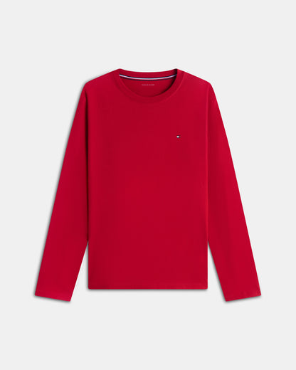 Tommy Hilfiger Long Solid Jersey Mens Pyjama Set - Medium Red/Carbon Navy