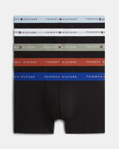 Tommy Hilfiger 5-Pack Logo Waistband Mens Trunks - Sky Blue/Terracotta/Sage/Wedge Blue/White