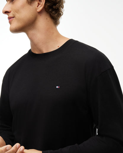 Tommy Hilfiger Jersey Top Flannel Bottom Mens Pyjama Set - Black/Black Red Plaid