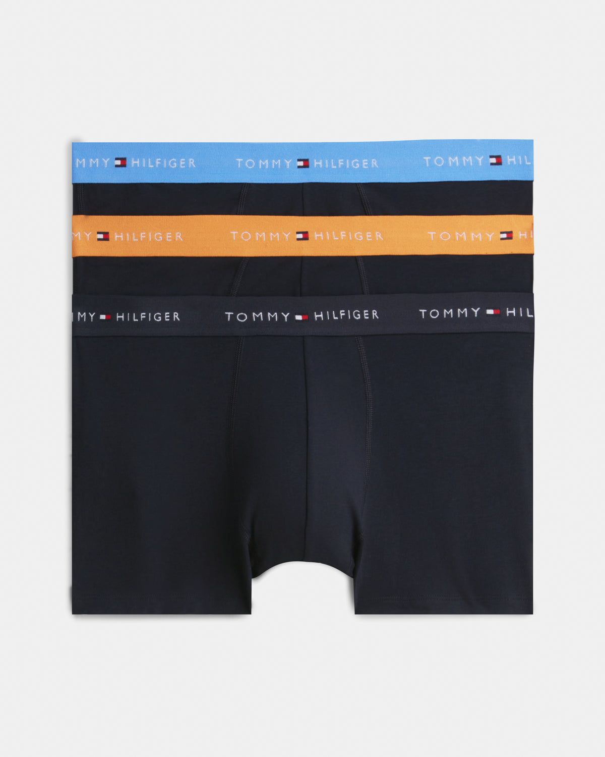 Tommy Hilfiger 3-Pack Logo Waistband Mens Trunks - Autumn Orange/Navy Blue/Blue Spell