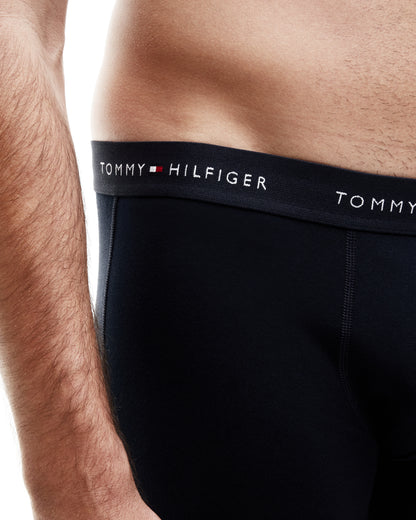 Tommy Hilfiger 3-Pack Logo Waistband Mens Trunks - Autumn Orange/Navy Blue/Blue Spell