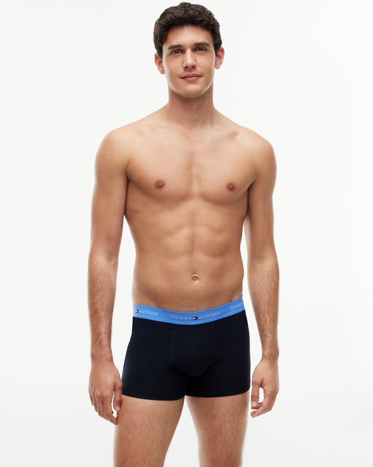 Tommy Hilfiger 3-Pack Logo Waistband Mens Trunks - Autumn Orange/Navy Blue/Blue Spell