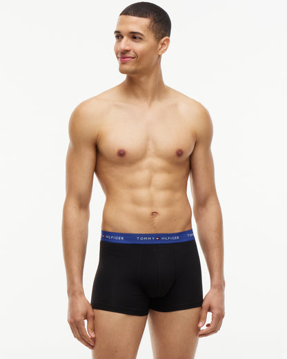 Tommy Hilfiger 3-Pack Logo Waistband Mens Trunks - Opulent Blue/Burgundy/Ancient Blue
