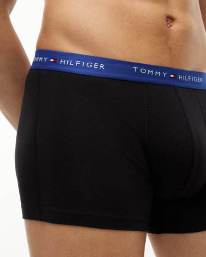 Tommy Hilfiger 3-Pack Logo Waistband Mens Trunks - Opulent Blue/Burgundy/Ancient Blue