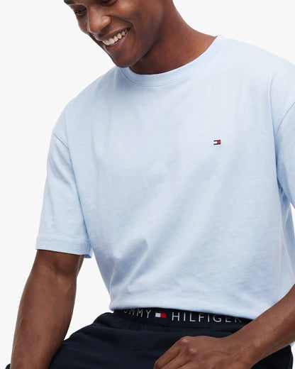 Tommy Hilfiger Jersey Short Mens Pyjama Set - Breezy Blue/Navy Blue