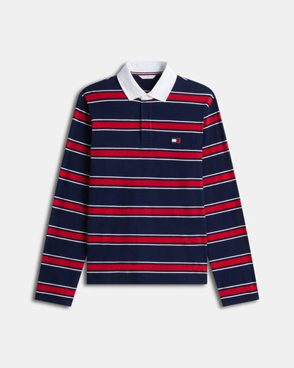 Tommy Hilfiger Long Rugby Mens Pyjama Set - RWB Stripe/Carbon Navy