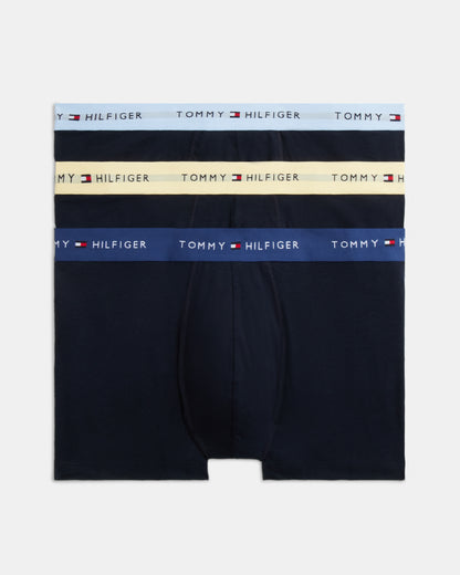Tommy Hilfiger 3-Pack Logo Waistband Mens Trunks - Light Daffodil/Blue Jean/Chambray Blue
