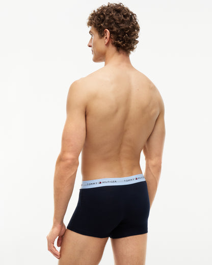 Tommy Hilfiger 3-Pack Logo Waistband Mens Trunks - Light Daffodil/Blue Jean/Chambray Blue