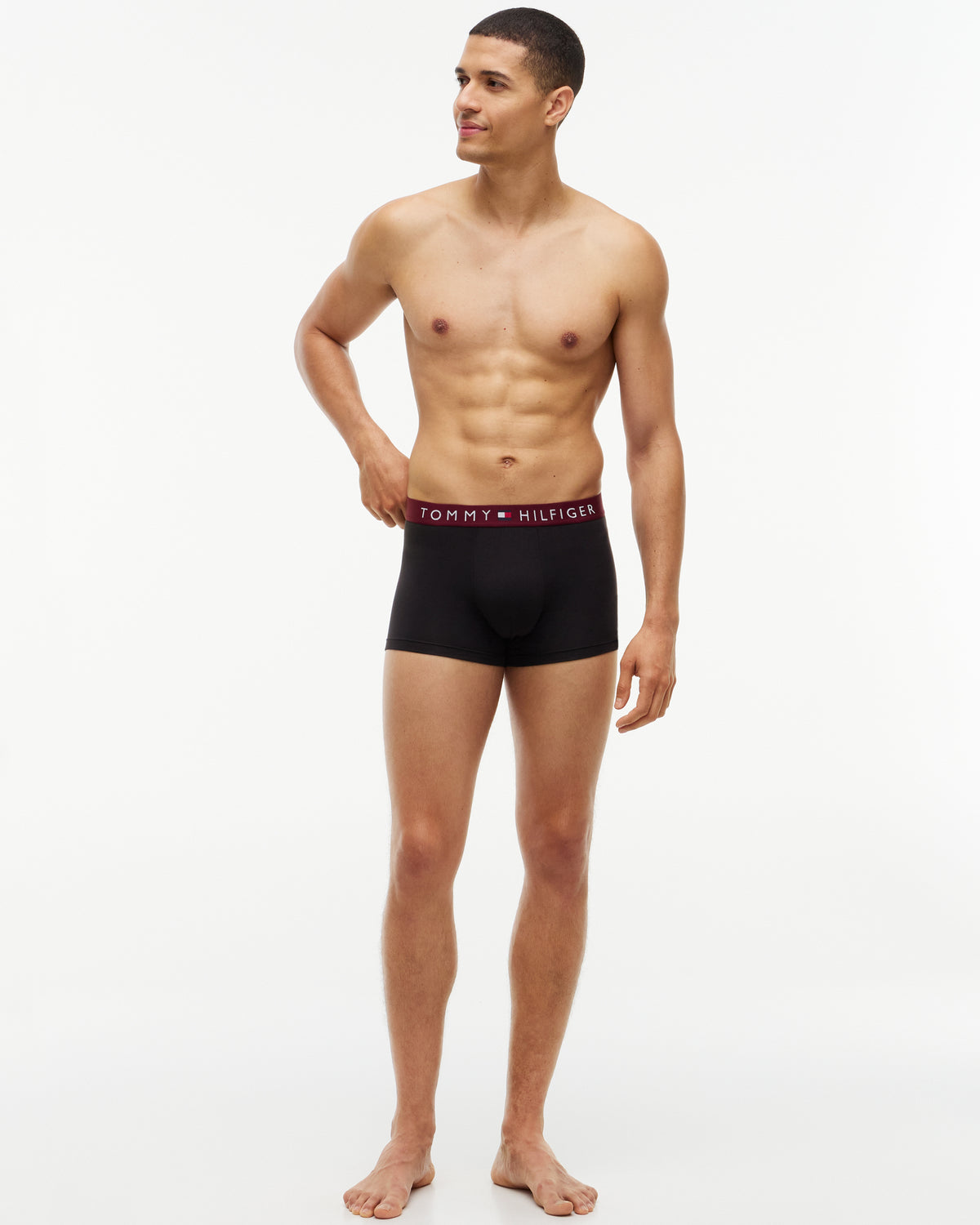 Tommy Hilfiger 3 Pack Waistband Mens Trunks - Medium Red/Raspberry Juice/Burgundy