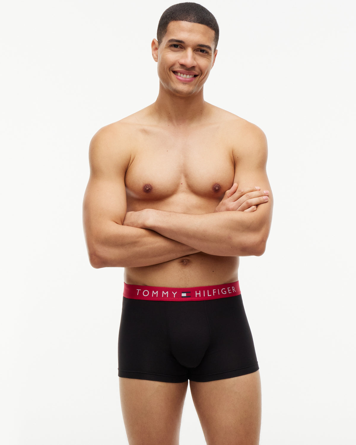 Tommy Hilfiger 3 Pack Waistband Mens Trunks - Medium Red/Raspberry Juice/Burgundy
