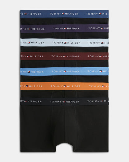 Tommy Hilfiger 7-Pack Logo Waistband Mens Trunks - Opulent Blue/Sky Blue/Noct Purple/Orange/Burgundy/Black/Blue Spell