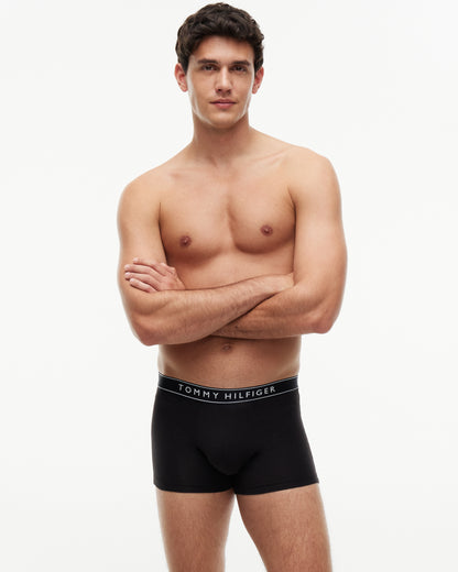 Tommy Hilfiger 3 Pack Waistband Logo Mens Trunks - Navy Blue/Opulent Blue/Brisk Blue