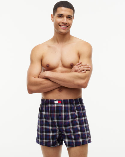 Tommy Hilfiger 3 Pack Woven Print Mens Boxers - Navy Plaid/Blue Ink/Red Plaid