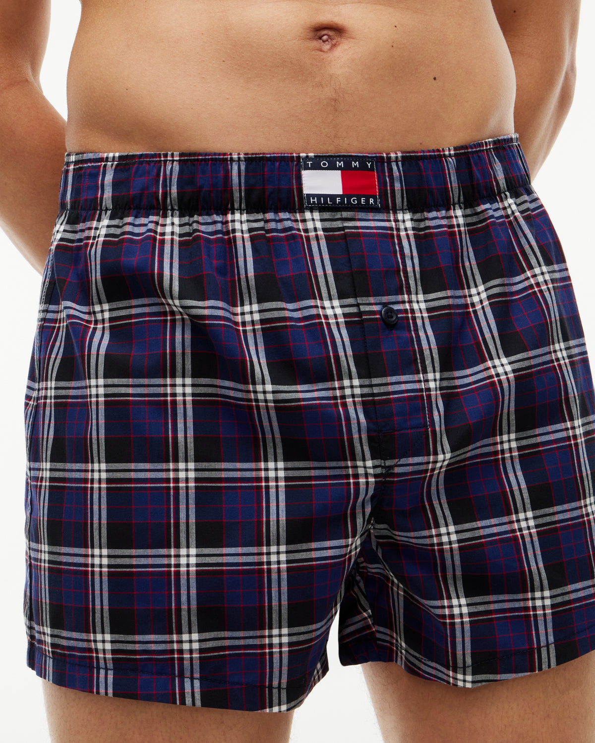 Tommy Hilfiger 3 Pack Woven Print Mens Boxers - Navy Plaid/Blue Ink/Red Plaid