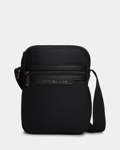 Tommy Hilfiger TH Nylon Mens Mini Reporter Bag - Black | CHO | Designer Mens Shoulder Bags
