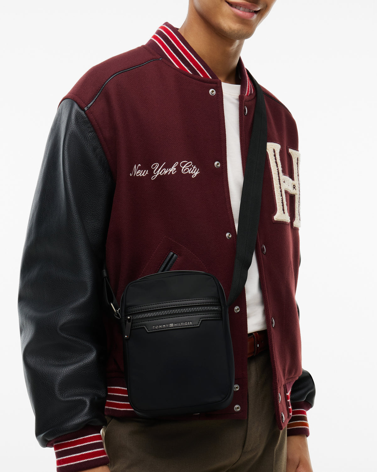 Tommy Hilfiger TH Nylon Mens Mini Reporter Bag - Black | CHO | Designer Mens Shoulder Bags