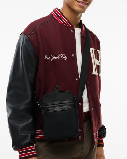 Tommy Hilfiger TH Nylon Mens Mini Reporter Bag - Black | CHO | Designer Mens Shoulder Bags