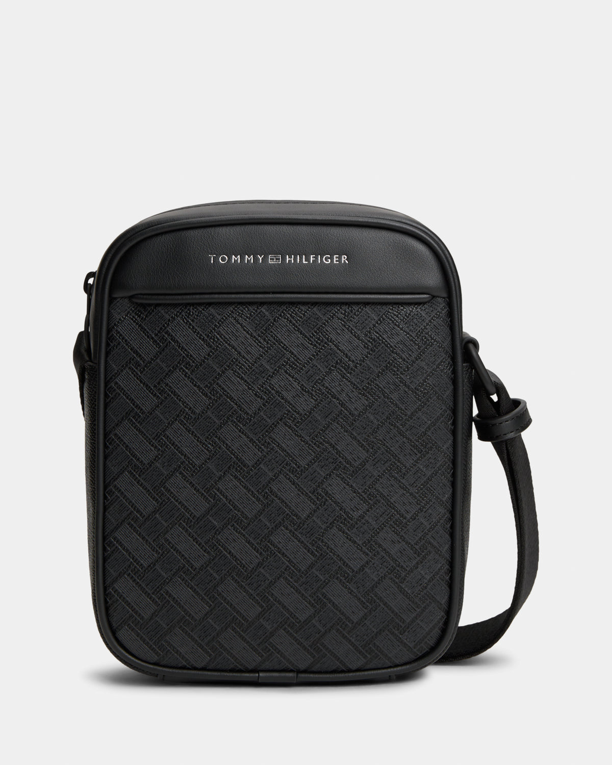 Tommy Hilfiger TH Modern Monogram Mens Mini Reporter Bag - Black | CHO | Designer Mens Shoulder Bags