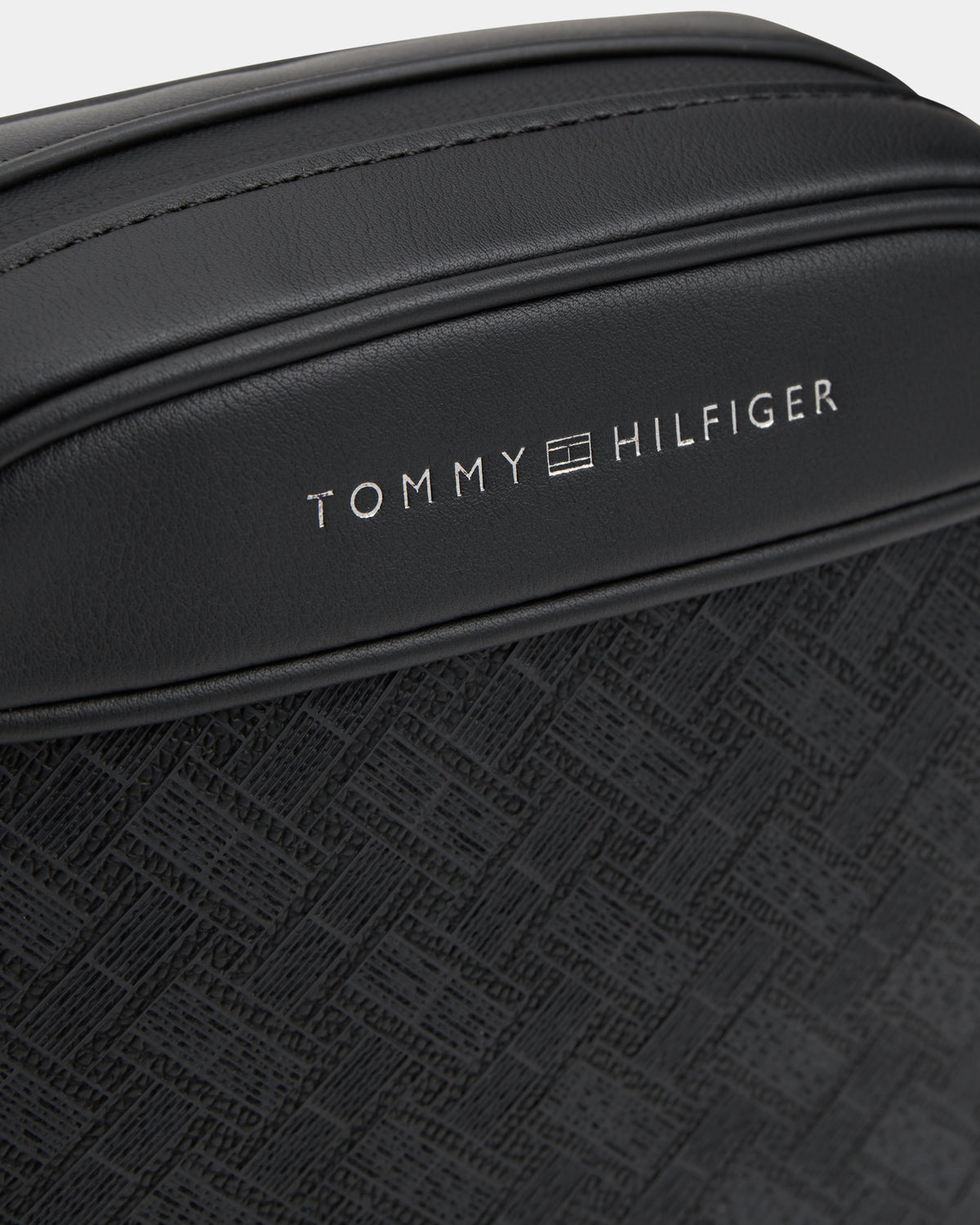 Tommy Hilfiger TH Modern Monogram Mens Mini Reporter Bag - Black | CHO | Designer Mens Shoulder Bags