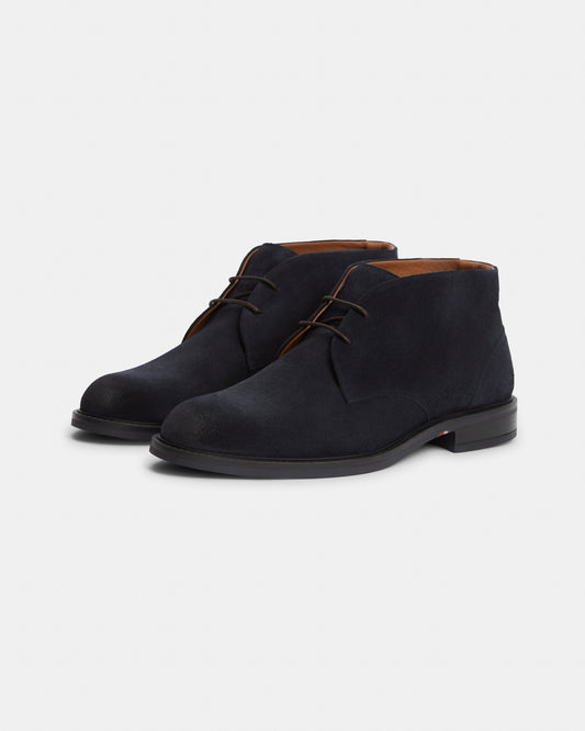 Tommy Hilfiger Corporate Dressy Suede Mens Lace Boots - Navy Blue | CHO | Designer Mens Boots