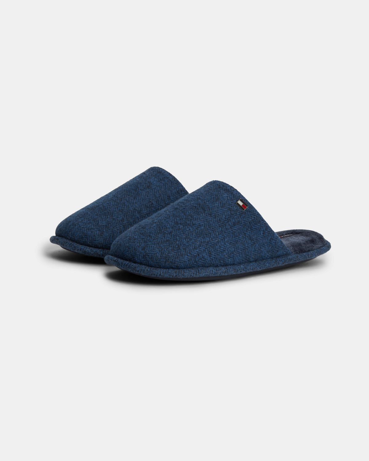 Tommy Hilfiger Herringbone Mens Hilfiger House Shoes - Navy Blue