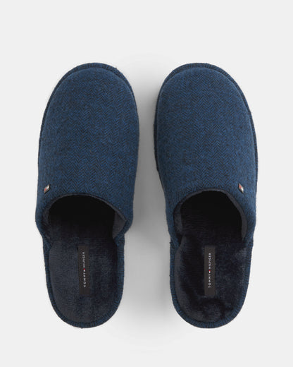 Tommy Hilfiger Herringbone Mens Hilfiger House Shoes - Navy Blue