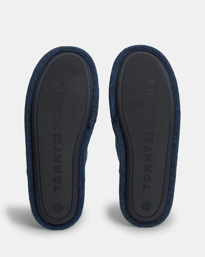 Tommy Hilfiger Herringbone Mens Hilfiger House Shoes - Navy Blue