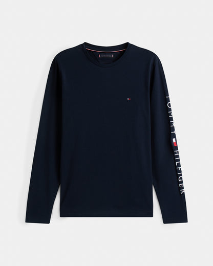 Tommy Hilfiger Tommy Logo Mens Long Sleeve T - Shirt - Navy Blue | CHO | Designer Mens Logo T - Shirts
