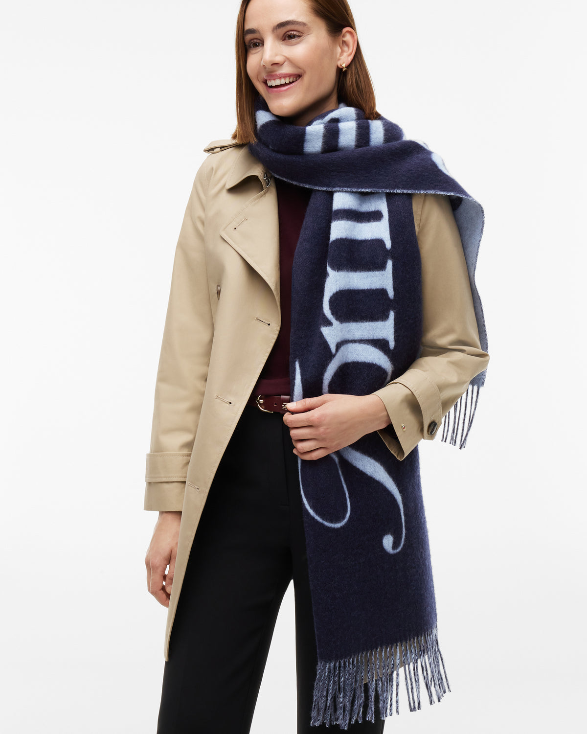 Tommy Hilfiger TH Script Womens Woven Scarf - Space Blue | CHO | Designer Womens Scarves