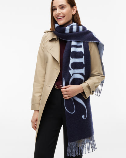 Tommy Hilfiger TH Script Womens Woven Scarf - Space Blue | CHO | Designer Womens Scarves