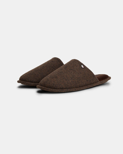 Tommy Hilfiger Herringbone Mens Hilfiger House Shoes - Cocoa