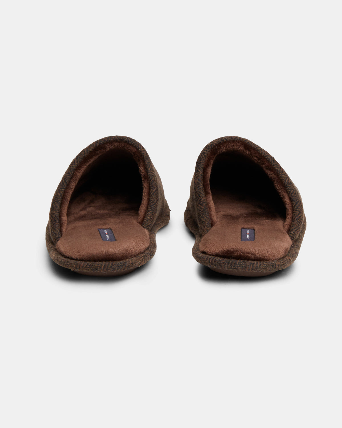 Tommy Hilfiger Herringbone Mens Hilfiger House Shoes - Cocoa