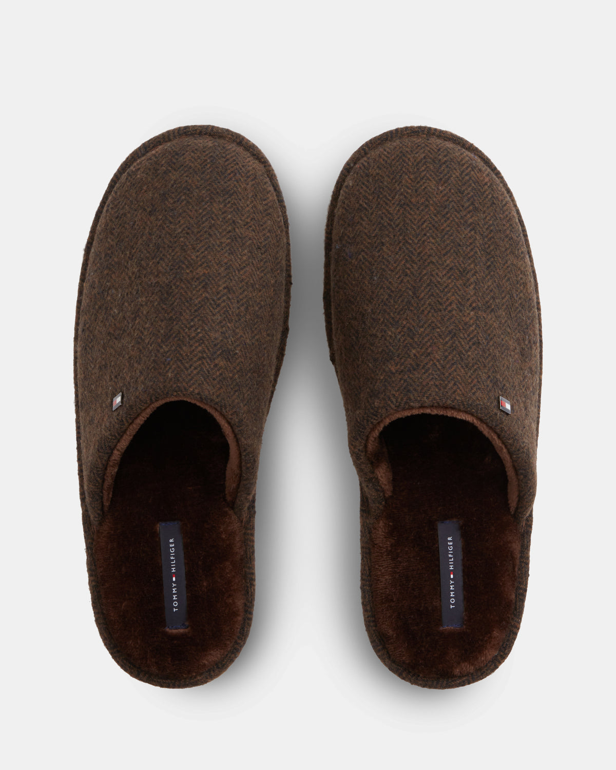 Tommy Hilfiger Herringbone Mens Hilfiger House Shoes - Cocoa