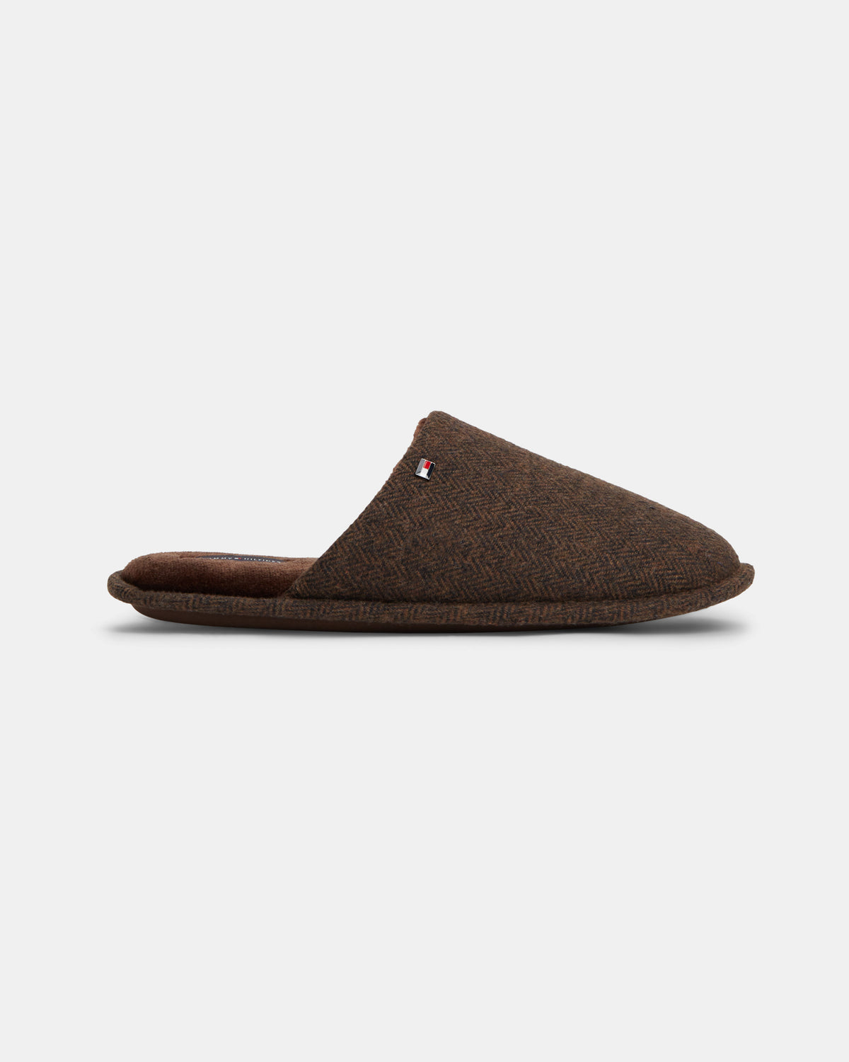 Tommy Hilfiger Herringbone Mens Hilfiger House Shoes - Cocoa