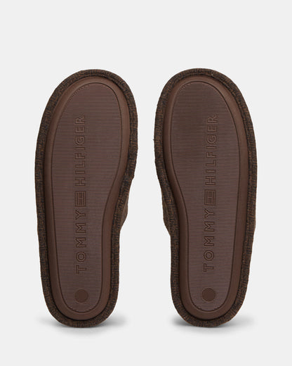 Tommy Hilfiger Herringbone Mens Hilfiger House Shoes - Cocoa