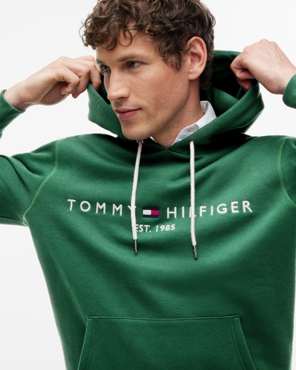 Tommy Hilfiger Tommy Logo Flex Fleece Hoodie - Ornamental Green | CHO | Designer Mens Hoodies