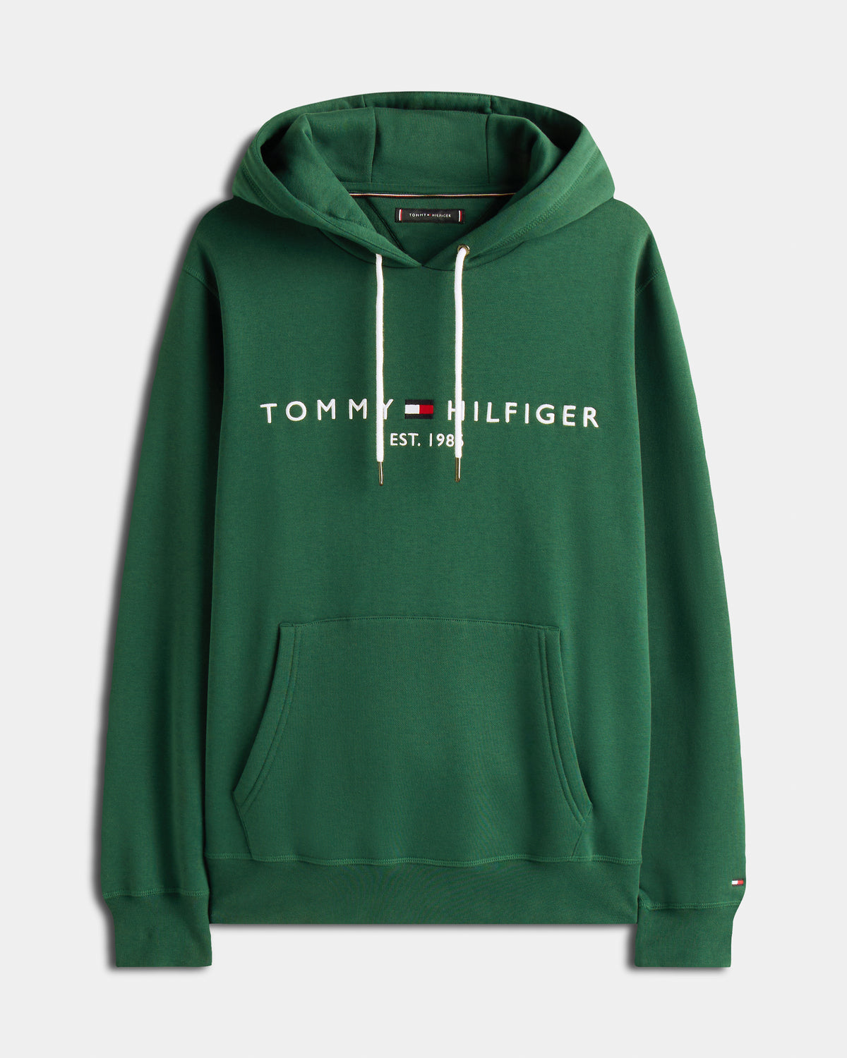 Tommy Hilfiger Tommy Logo Flex Fleece Hoodie - Ornamental Green | CHO | Designer Mens Hoodies