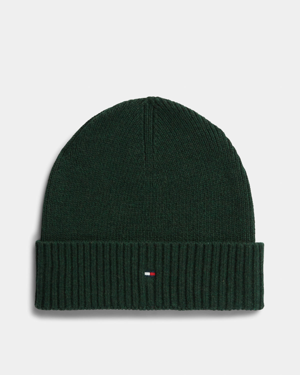 Tommy Hilfiger TH Flag Mens Pima Cotton Beanie - Majestic Emerald Melange | CHO | Designer Mens Beanies