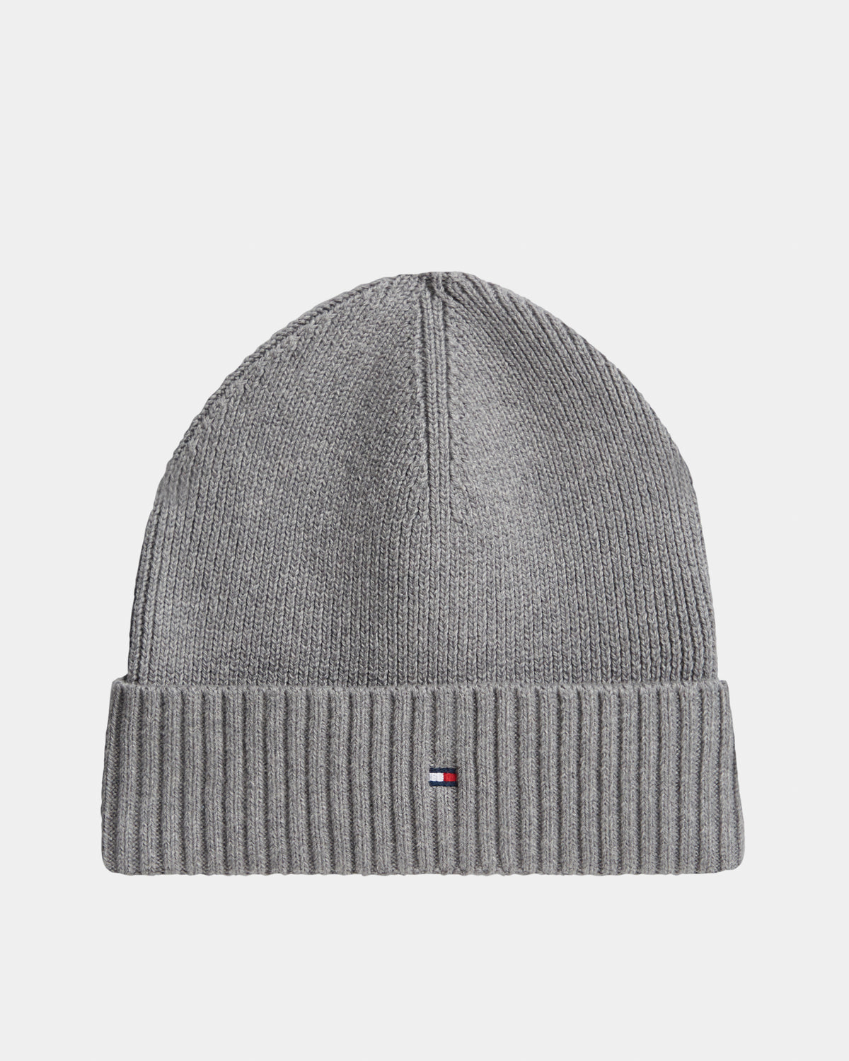Tommy Hilfiger TH Flag Mens Pima Cotton Beanie - Medium Grey Heather | CHO | Designer Mens Beanies