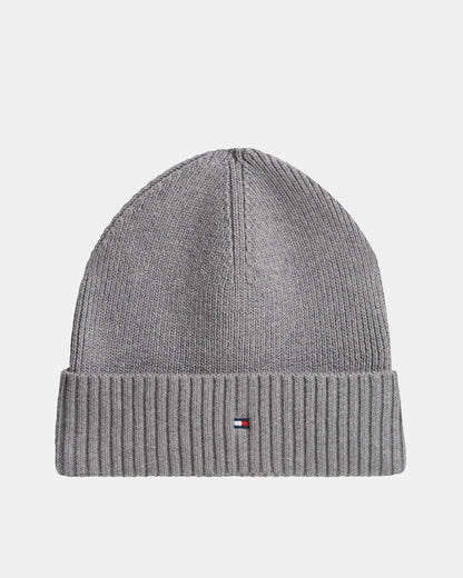 Tommy Hilfiger TH Flag Mens Pima Cotton Beanie - Medium Grey Heather | CHO | Designer Mens Beanies