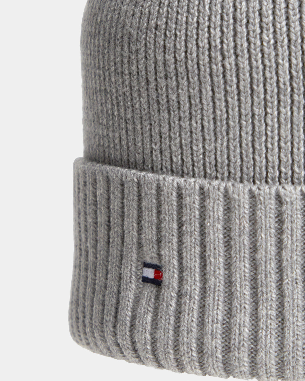 Tommy Hilfiger TH Flag Mens Pima Cotton Beanie - Medium Grey Heather | CHO | Designer Mens Beanies