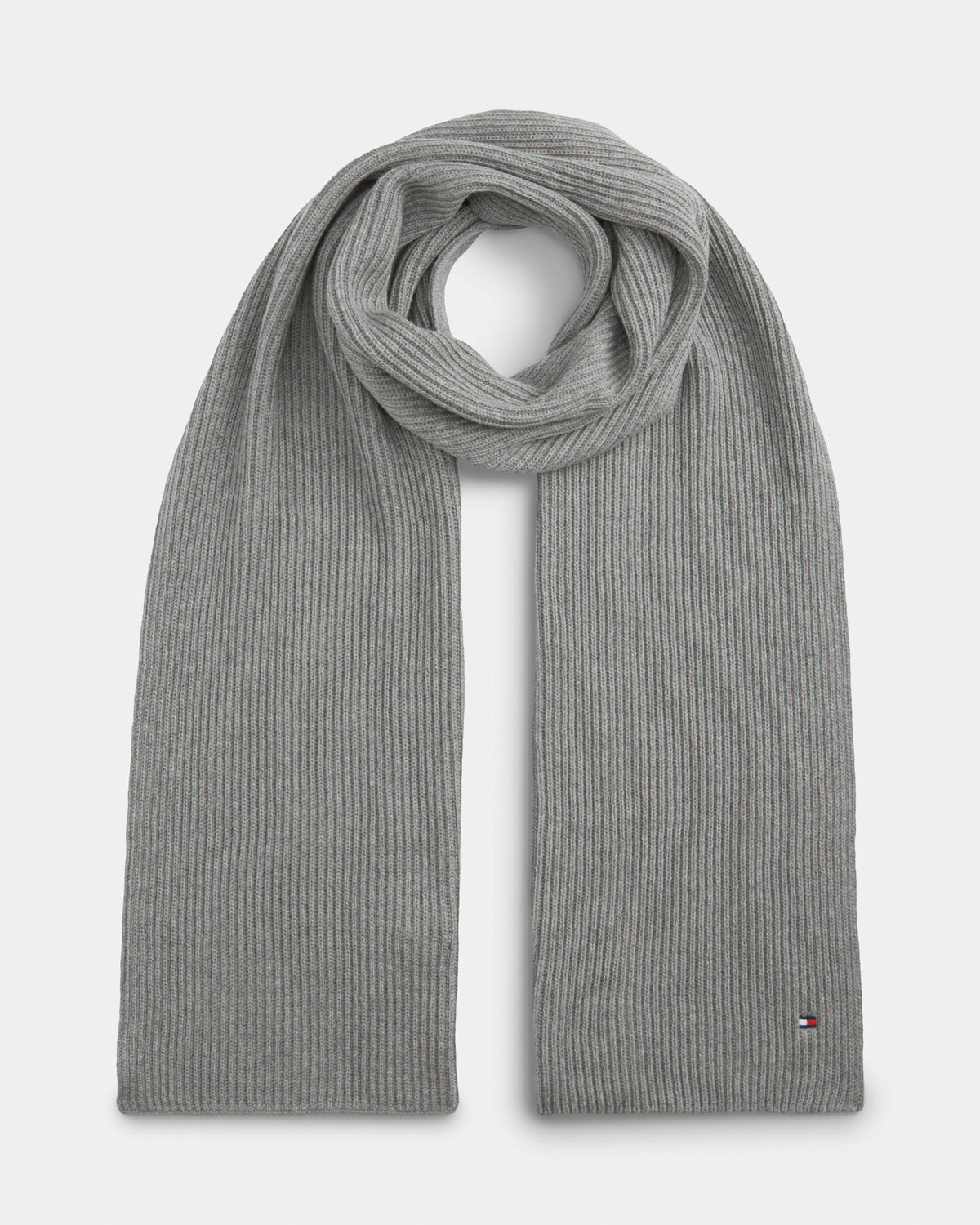Tommy Hilfiger TH Flag Mens Pima Cotton Scarf - Medium Grey Heather | CHO | Designer Mens Scarves