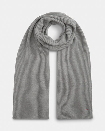 Tommy Hilfiger TH Flag Mens Pima Cotton Scarf - Medium Grey Heather | CHO | Designer Mens Scarves