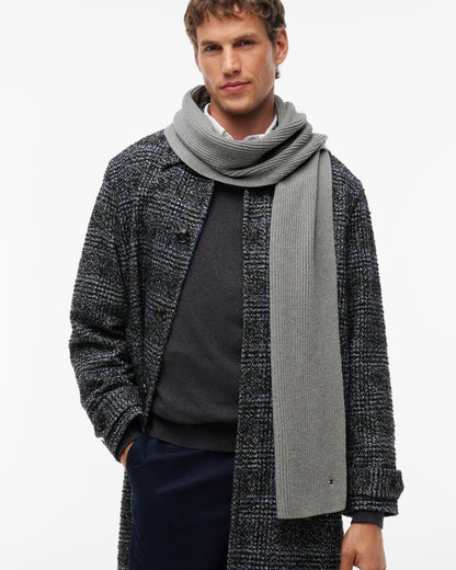 Tommy Hilfiger TH Flag Mens Pima Cotton Scarf - Medium Grey Heather | CHO | Designer Mens Scarves