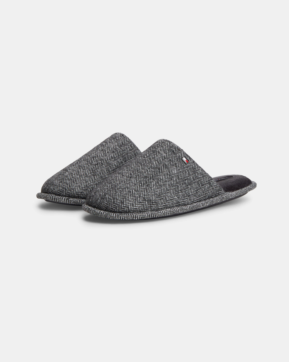 Tommy Hilfiger Herringbone Mens Hilfiger House Shoes - Universal Grey